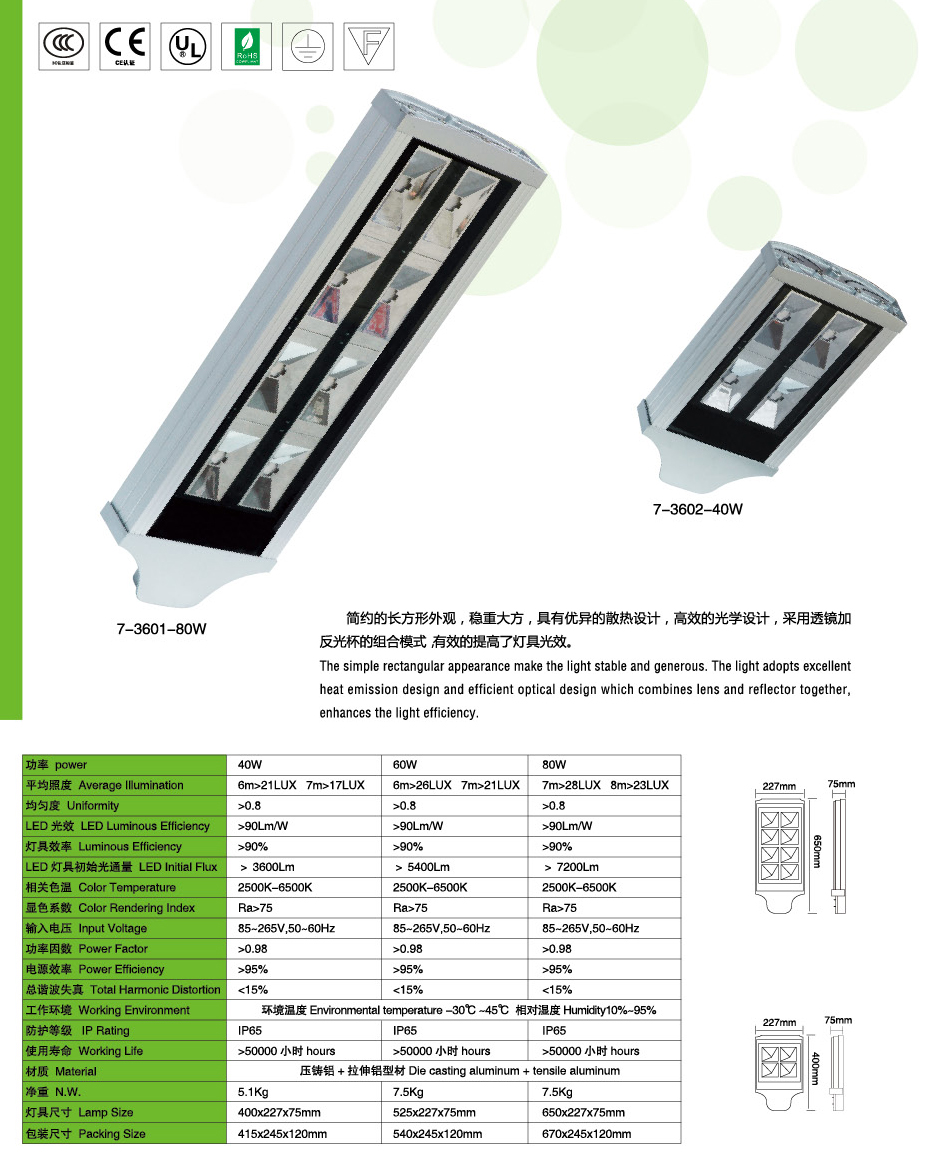 80Wled路燈頭7-3601-40W